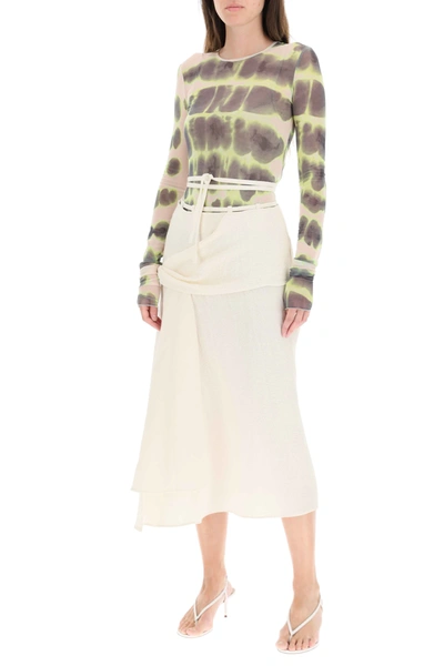 Shop Sportmax Asymmetric Midi Skirt In Beige