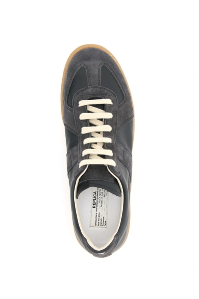 Shop Maison Margiela Replica Leather Sneakers In Black,grey