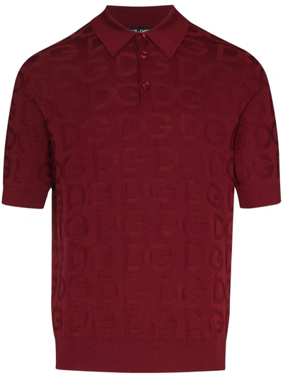 Shop Dolce & Gabbana Logo-jacquard Polo Shirt In Rot