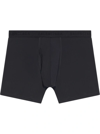 Shop Balenciaga Logo-waistband Fitted Swim Shorts In Schwarz