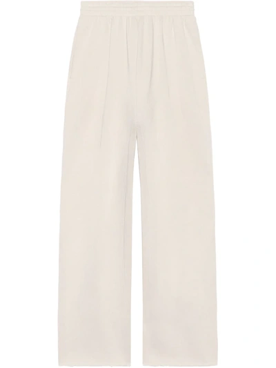 Shop Balenciaga Cropped Cotton Track Pants In Grau