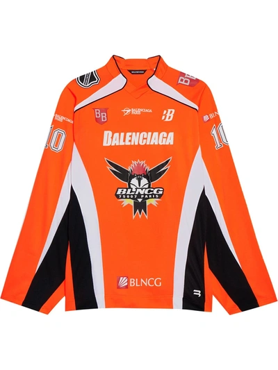Shop Balenciaga Hockey Panelled Long-sleeve T-shirt In Orange
