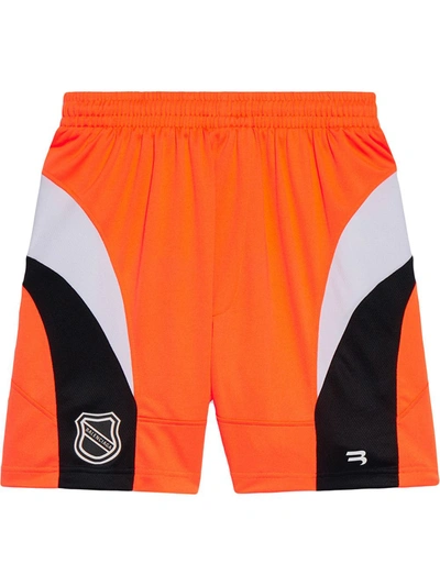 Shop Balenciaga Logo-patch Hockey Shorts In Orange