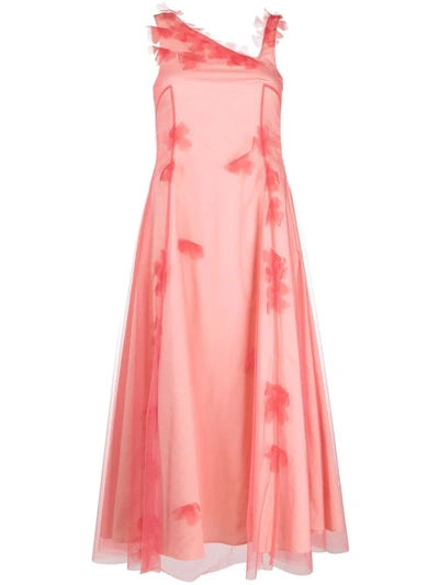 Shop Molly Goddard Tulle Floral-trim Dress In Rosa