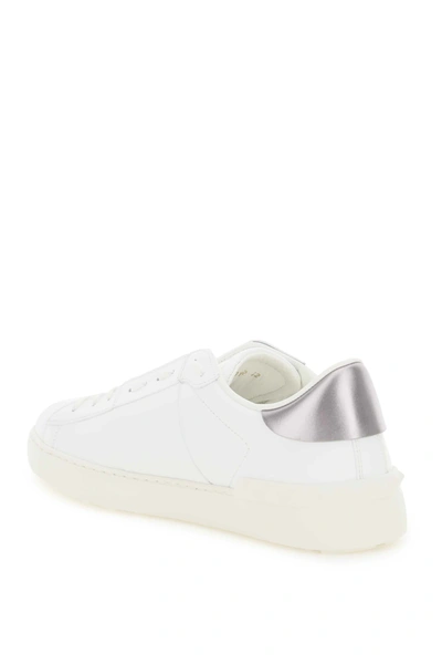 Shop Valentino Open Vltn Sneakers In White,silver
