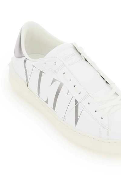 Shop Valentino Open Vltn Sneakers In White,silver