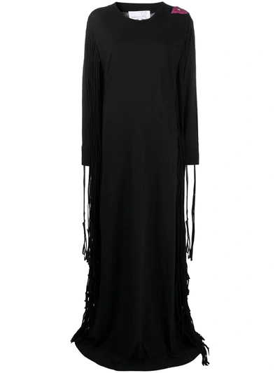 Shop Natasha Zinko Maxi Fringe Dress In Black