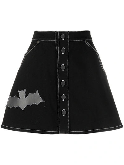 Shop Natasha Zinko Appliqué Patch Denim Mini Skirt In Black