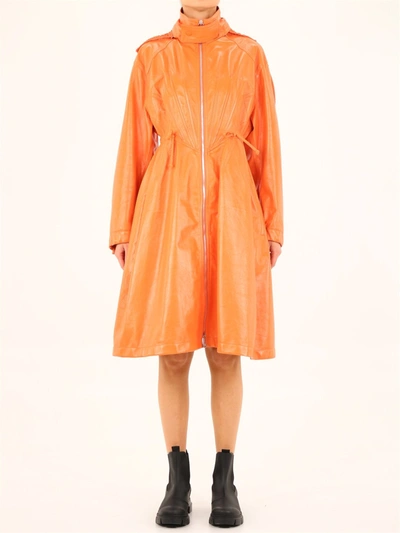 Shop Bottega Veneta Orange Long Parka