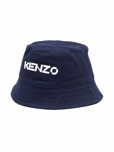 Shop Kenzo Logo-patch Bucket Hat In Blue
