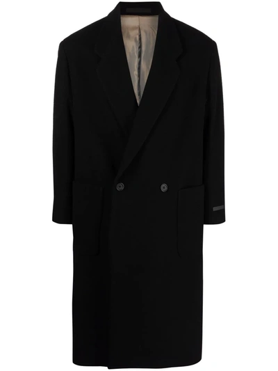 Shop Fear Of God Double-breasted Wool Coat In Black