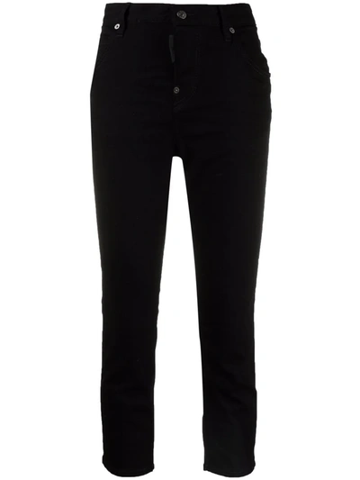 Shop Dsquared2 High-waisted Cropped Jeans In Black
