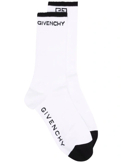 Shop Givenchy Logo-print Two-tone Socks In White