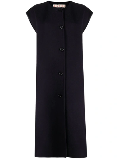 Shop Marni Sleeveless Button-fastening Coat In Blue