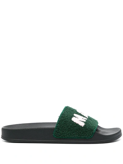 Shop Marni Terry-cloth Band Slides In Green