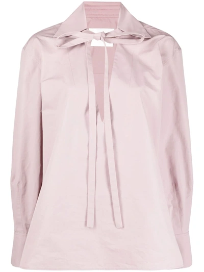 Shop Jil Sander V-neck Cotton Blouse In Pink