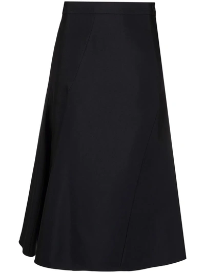 Shop Jil Sander Bias-cut Midi Skirt In Blue