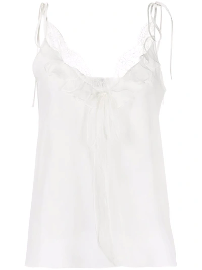 Shop Alexander Mcqueen Lace-trim Silk Camisole In White