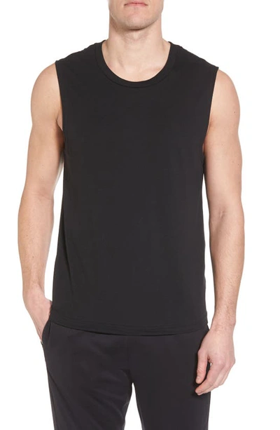 Shop Alo Yoga The Triumph Sleeveless T-shirt In Solid Black Triblend