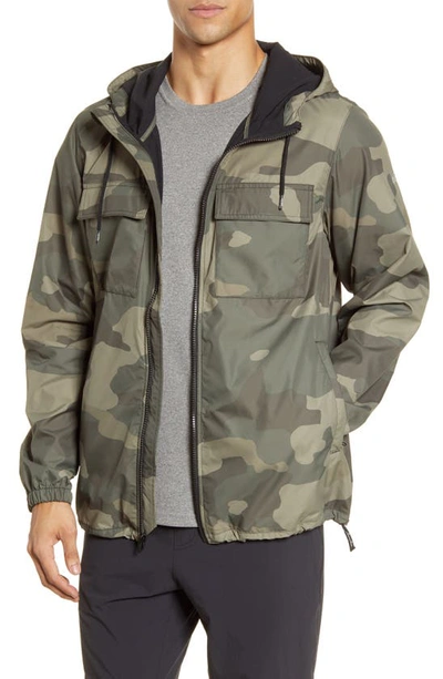 Shop Alo Yoga Stride Camo Hooded Jacket In Olive Branch Camouflage