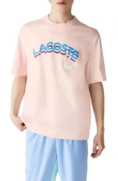 Lacoste Live Watermark Logo Tee In Pink | ModeSens