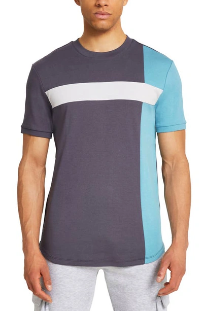 Shop River Island Slim Fit Vertical Block Cotton T-shirt In Dark Grey