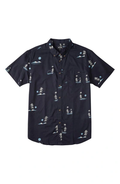 Shop Billabong Sundays Mini Short Sleeve Button-down Shirt In Dark Navy