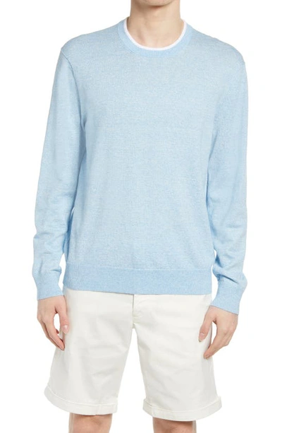 Shop Club Monaco Linen Blend Crewneck Sweater In Light Blue