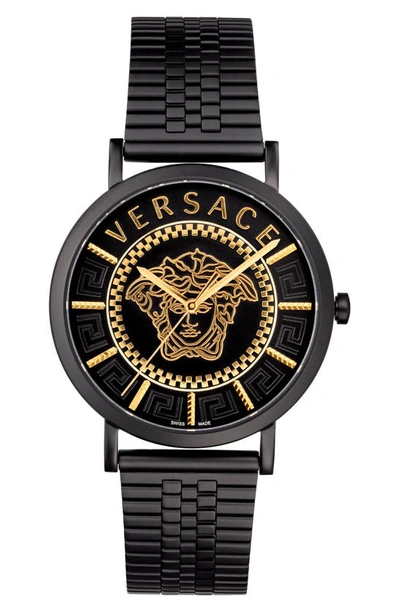 Shop Versace V-essential Bracelet Watch, 40mm In Ip Black