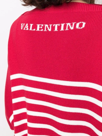 Shop Valentino Horizontal-stripe Jumper In Red