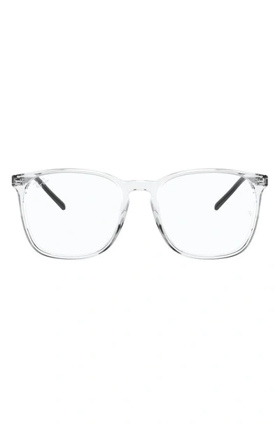 Shop Ray Ban 52mm Square Optical Glasses In Transparent Grey