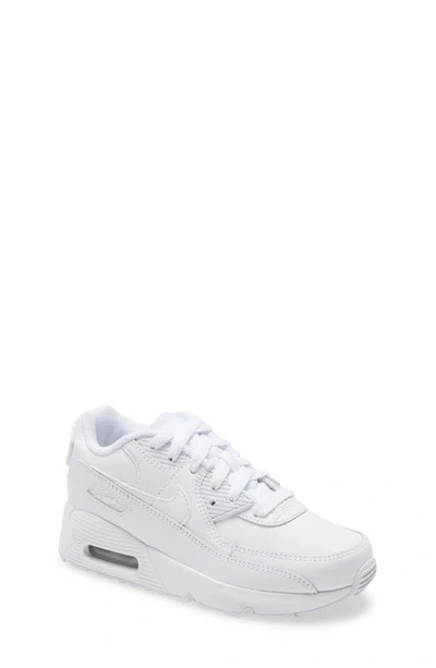 Nike Air Max 90 Leather Sneakers In White/ White/ Metallic Silver