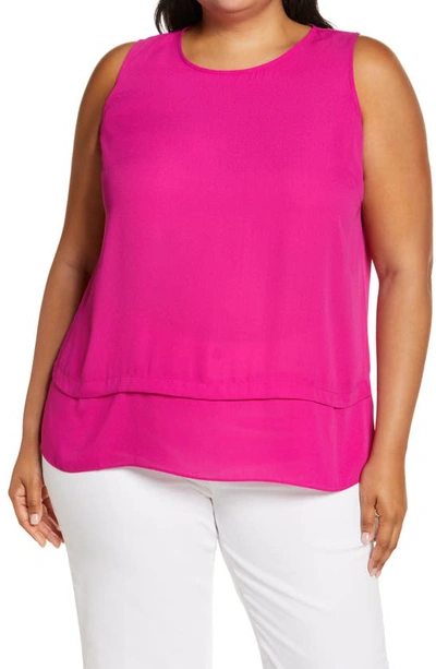 Shop Vince Camuto Layered Sleeveless Blouse In Fuchsia Fury