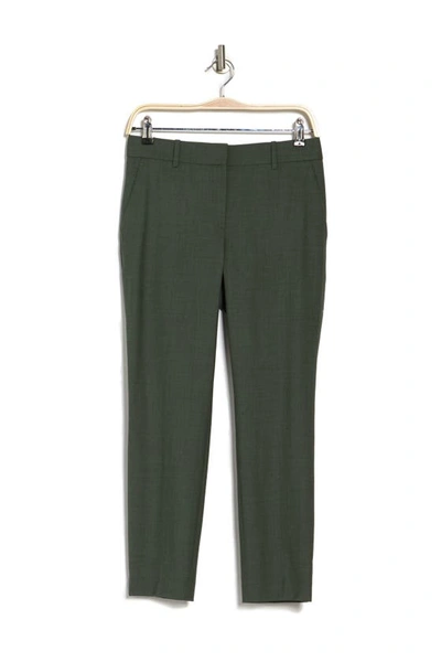 Shop Theory Treeca 2 Good Wool Crop Suit Pants In Hunter Green Melange