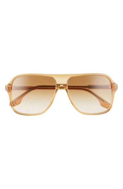 Shop Victoria Beckham Navigator Corewire 59mm Sunglasses In Honey