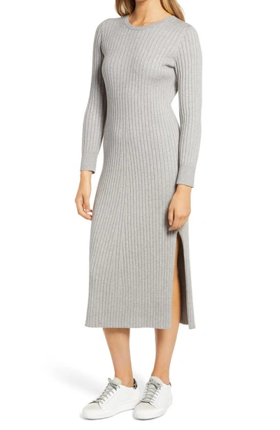 Shop Wayf X Bff Hollie Long Sleeve Sweater Dress In Heather Grey