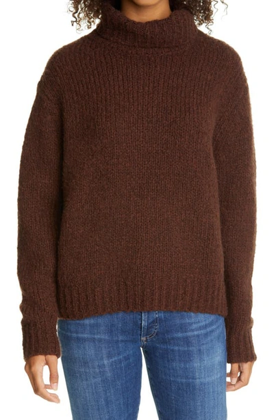 Shop Line Felicity Wool & Cashmere Turtleneck Sweater In Chocolate