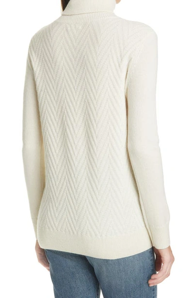 Shop Club Monaco Mixed Stitch Turtleneck Cashmere Sweater In Ivory