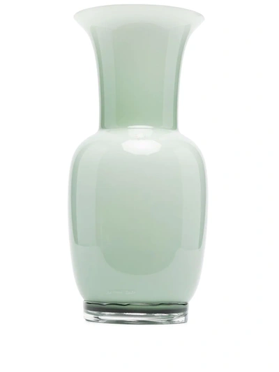 Venini Opalino Glass Vase In Grün