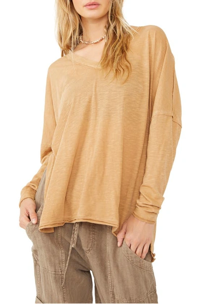 Shop Free People On My Mind V-neck Shirt In Light Earth