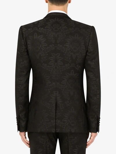 Shop Dolce & Gabbana Patterned-jacquard Single-breasted Suit In Black
