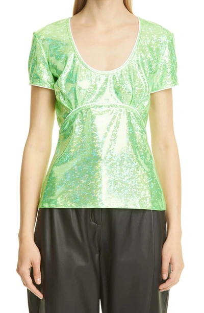 Shop Saks Potts Alexandra Shimmer Blouse In Green Shimmer