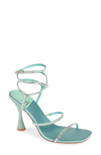 Shop Jeffrey Campbell Glamorous Sandal In Turquoise Satin Silver