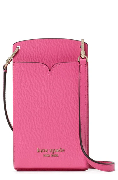 Shop Kate Spade Spencer Leather Phone Crossbody Bag In Crushed Watermelon