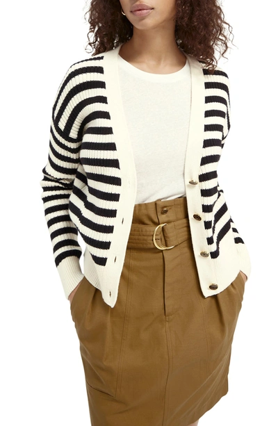 Shop Scotch & Soda Stripe Cotton Cardigan In Combo S