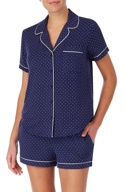 Shop Kate Spade Print Boxer Short Pajamas In Navyprt
