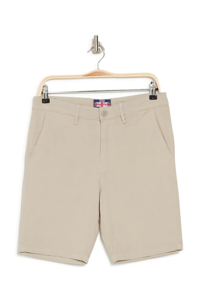 Shop Soul Of London Cotton Stretch Solid Shorts In Taupe
