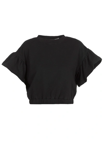 Shop Alice And Olivia Cotton Cropped Top In Black