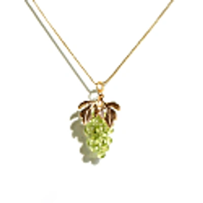 I'mmany London Very Grapeful Gemstone Grape Pendant Necklace - Green Peridot In Pendant