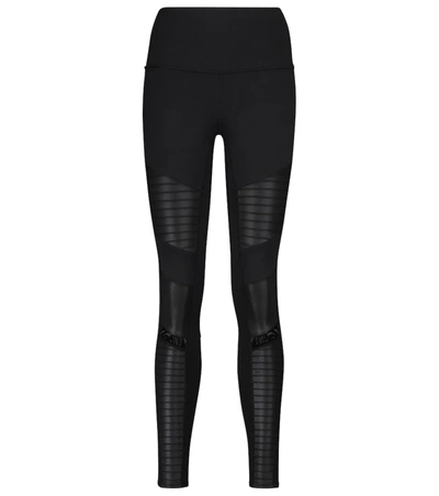 Shop Alo Yoga Moto High-rise Leggings In 黑色